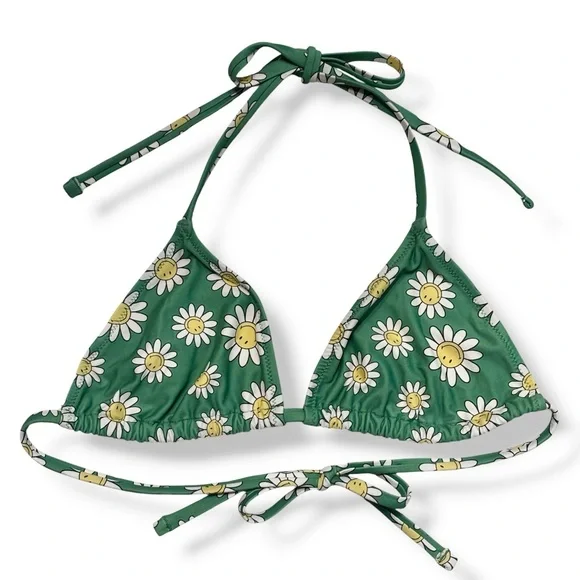 AERIE Smiley String Triangle Bikini Top Celebrity Green Size Small - Picture 8 of 9